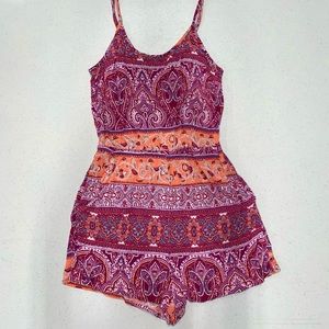 Spaghetti Strap Bright Patterned Romper